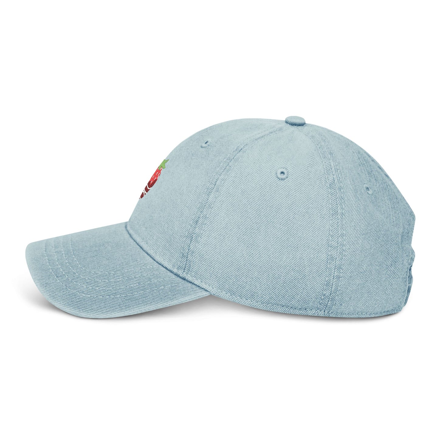 Strawberry Embroidered Denim Hat
