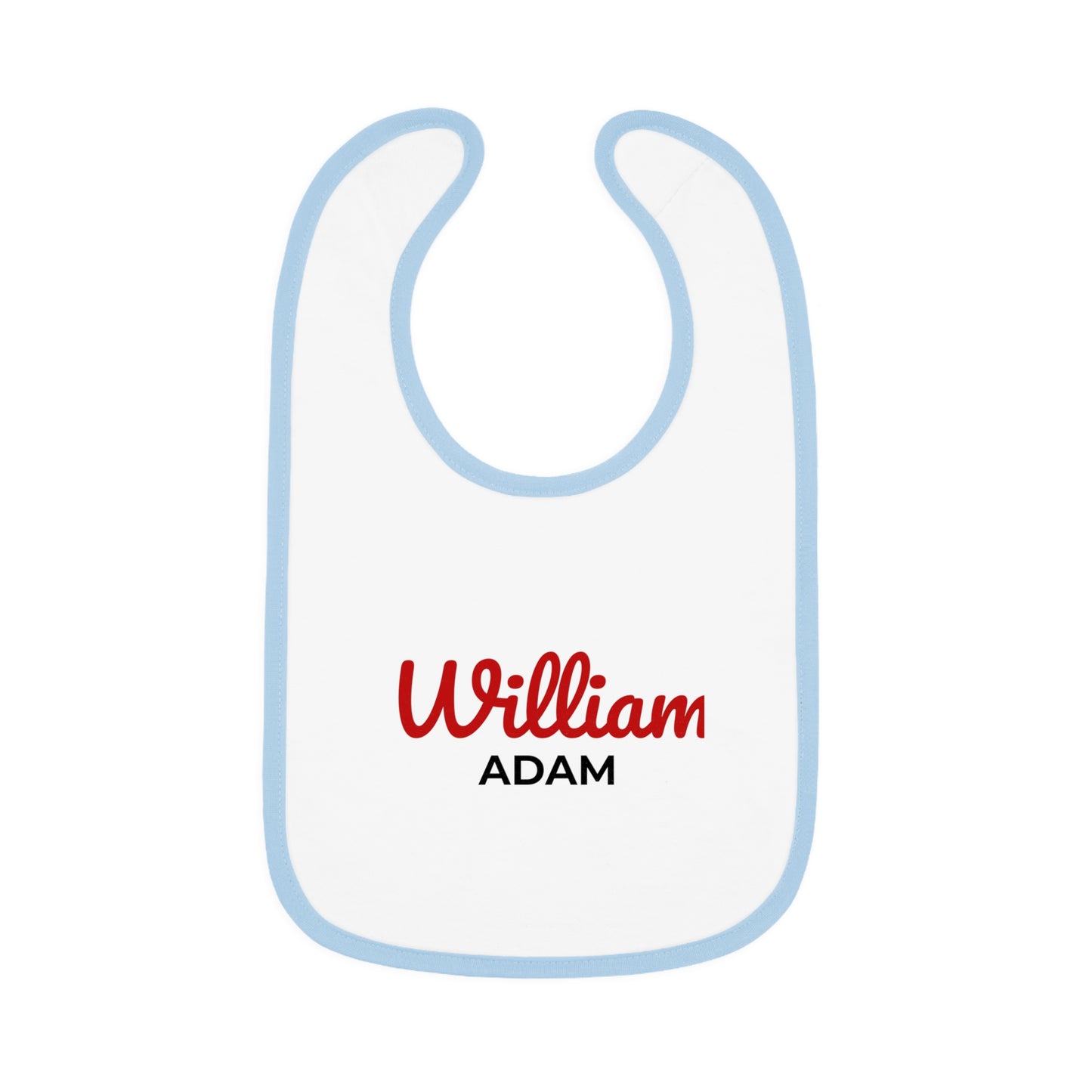 Personalized Baby Bib with Contrast Trim - Custom Name Bib for Toddlers