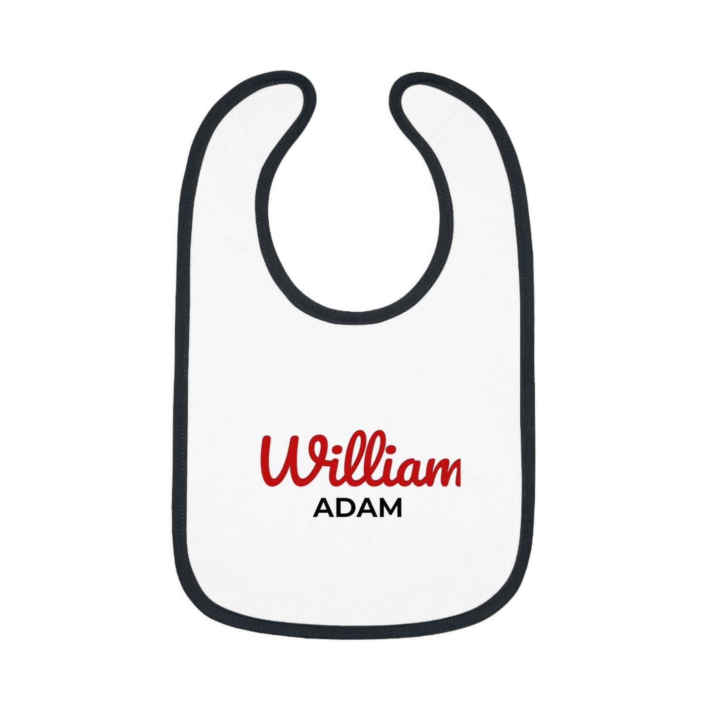 Personalized Baby Bib with Contrast Trim - Custom Name Bib for Toddlers