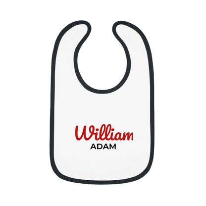 Personalized Baby Bib with Contrast Trim - Custom Name Bib for Toddlers