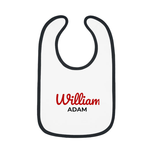 Personalized Baby Bib with Contrast Trim - Custom Name Bib for Toddlers