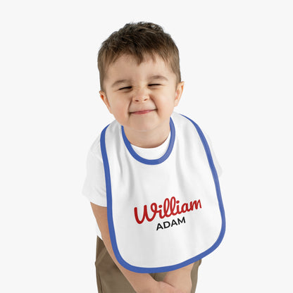 Personalized Baby Bib with Contrast Trim - Custom Name Bib for Toddlers