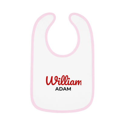 Personalized Baby Bib with Contrast Trim - Custom Name Bib for Toddlers