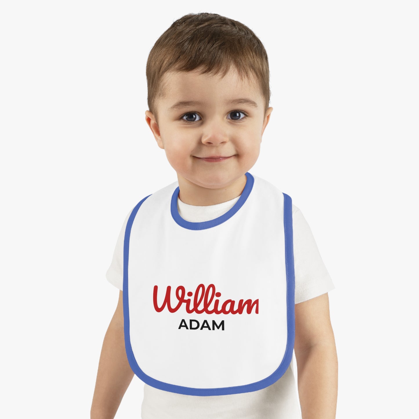 Personalized Baby Bib with Contrast Trim - Custom Name Bib for Toddlers