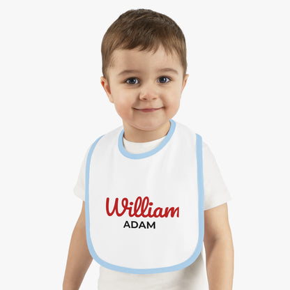 Personalized Baby Bib with Contrast Trim - Custom Name Bib for Toddlers