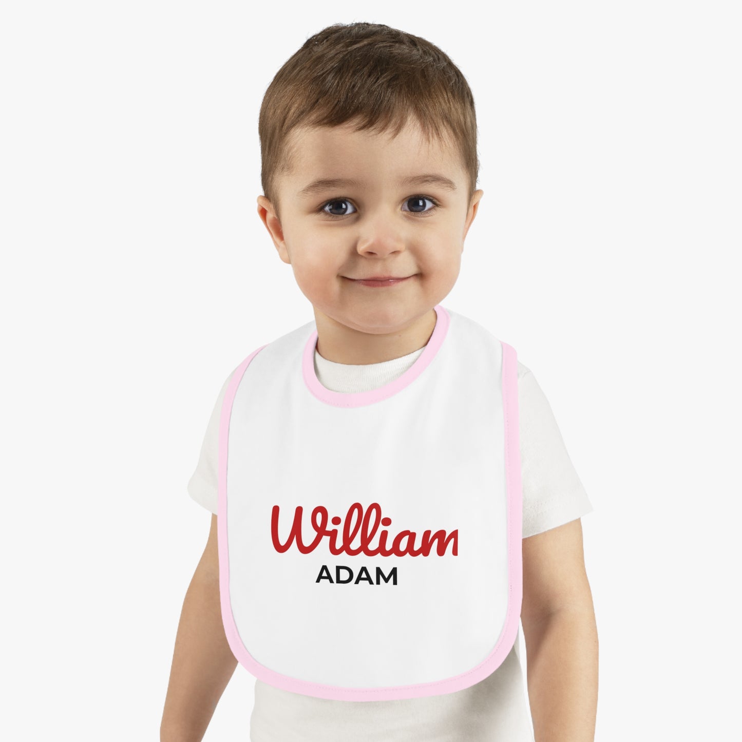 Personalized Baby Bib with Contrast Trim - Custom Name Bib for Toddlers