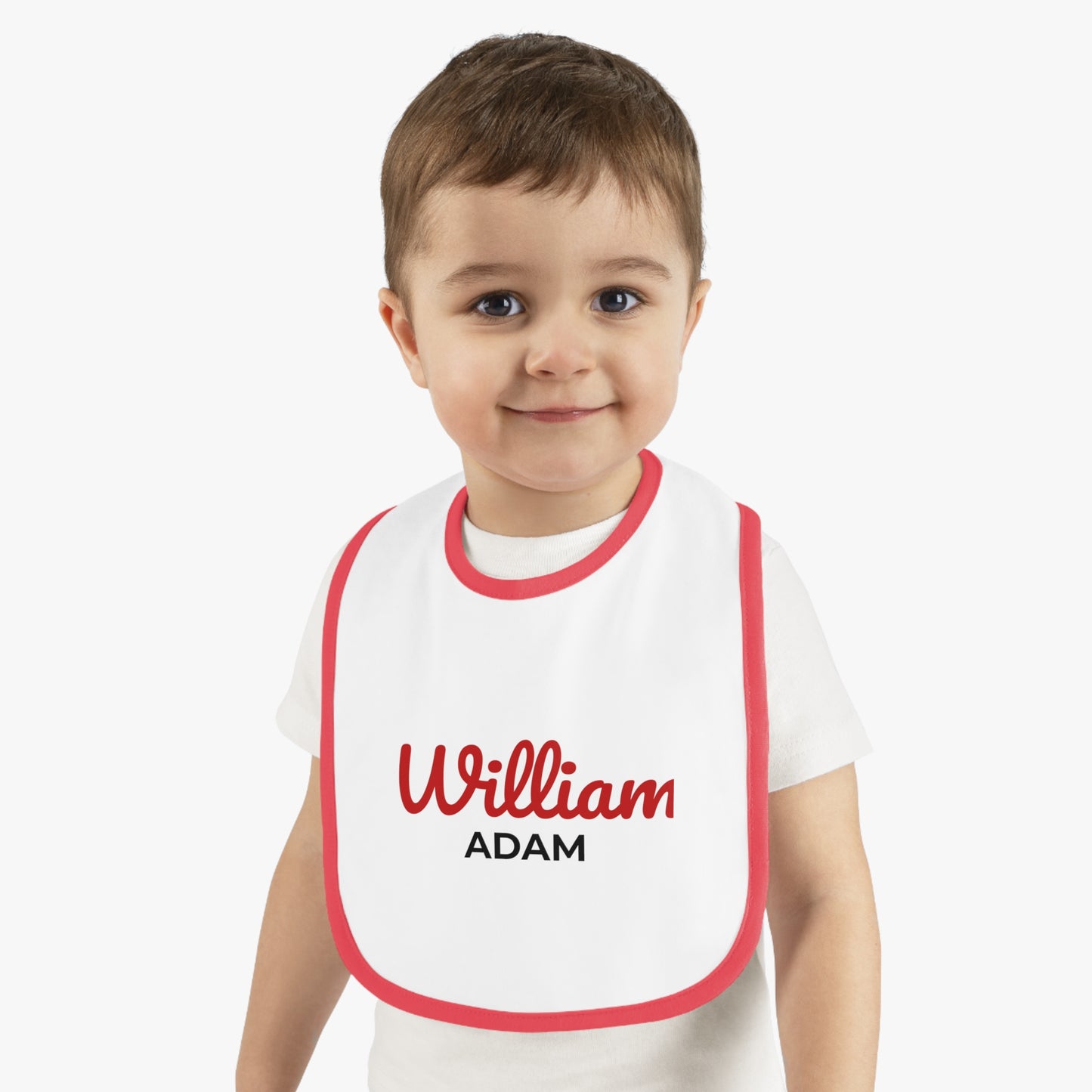 Personalized Baby Bib with Contrast Trim - Custom Name Bib for Toddlers