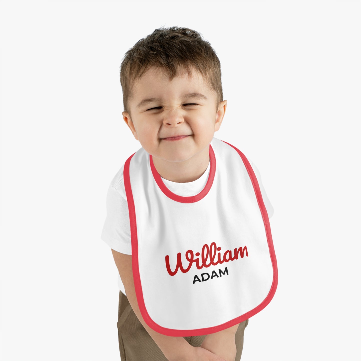 Personalized Baby Bib with Contrast Trim - Custom Name Bib for Toddlers
